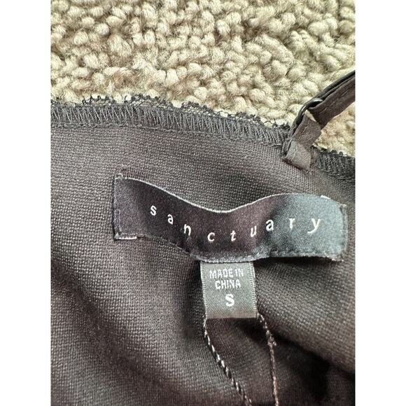 Sanctuary Dress Womens S Black Bodycon Zipper Black Lace Trim Spaghetti Strap - Picture 5 of 15